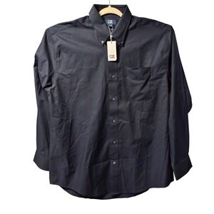 New Cutter & Buck Mens XL TG Easy Care Button Down Dress Shirt Navy Embroidered